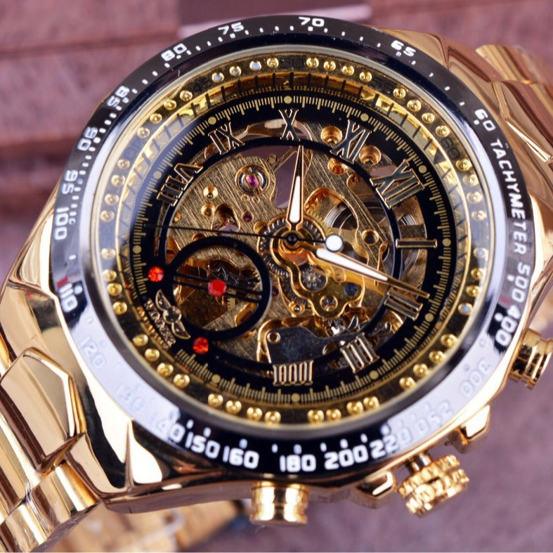Mens Gold Mechanical Watch
