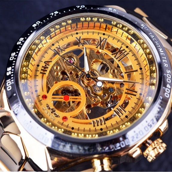 Mens Gold Mechanical Watch