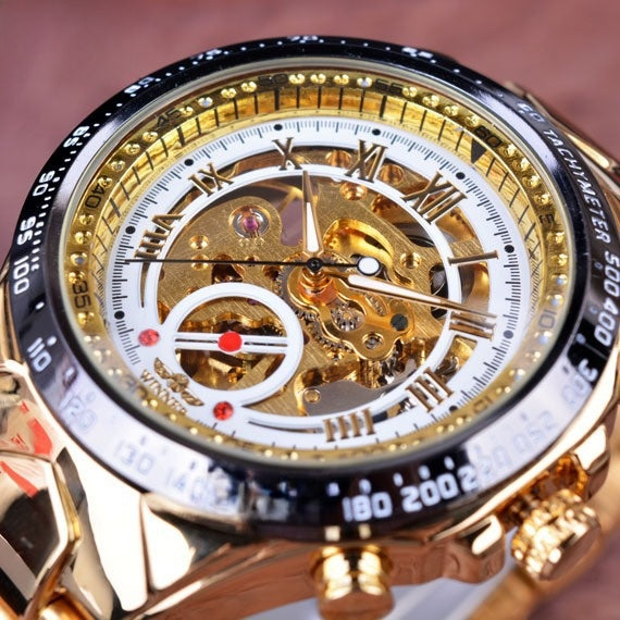 Mens Gold Mechanical Watch